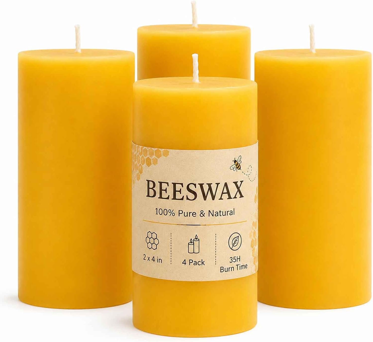 Unscented Beeswax Pillar Candles, 2x4 Inch, 6 Pack - Image 14
