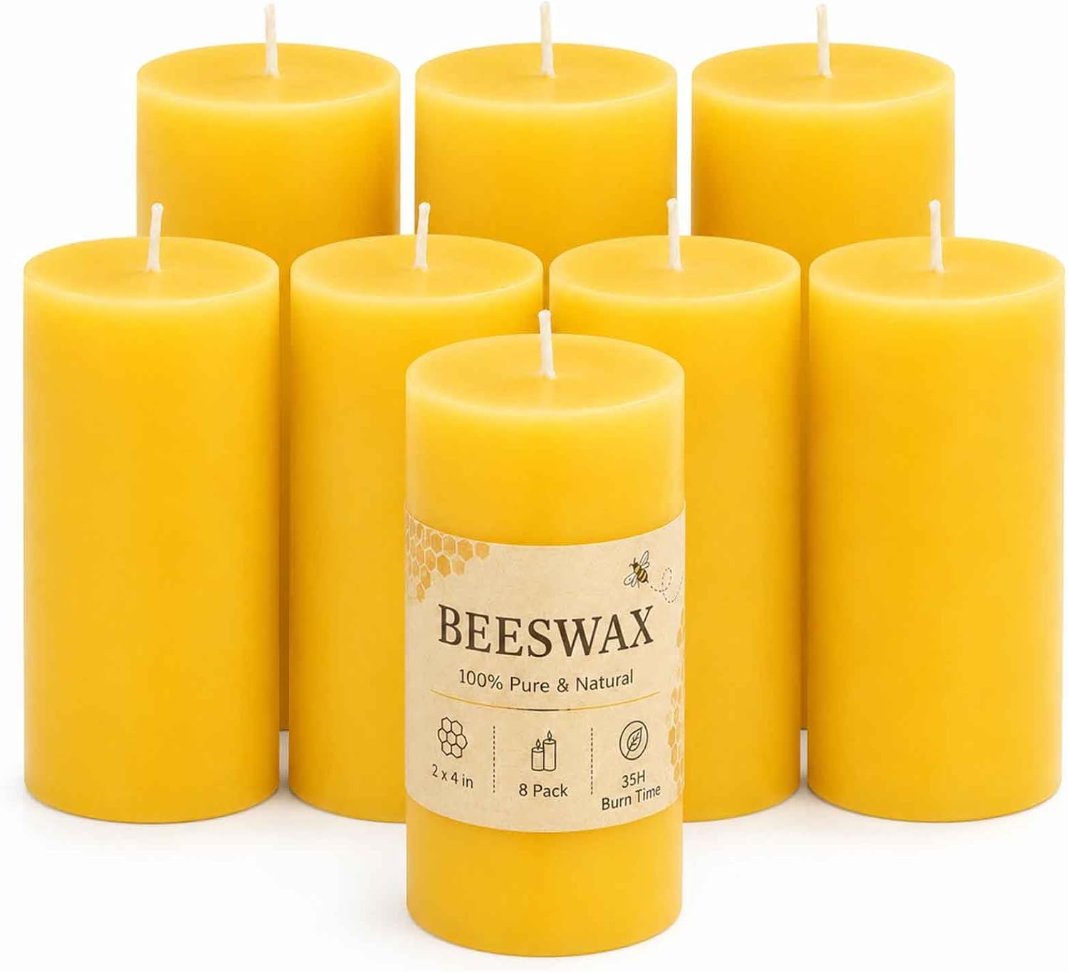 Unscented Beeswax Pillar Candles, 2x4 Inch, 6 Pack - Image 12
