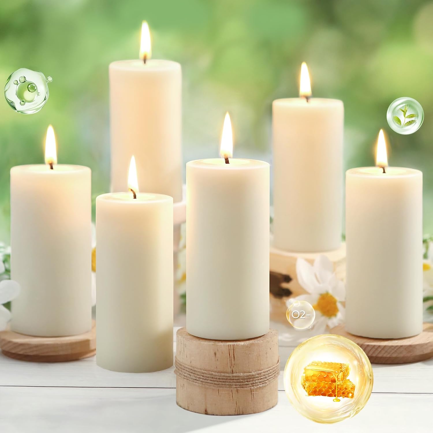 Unscented Beeswax Pillar Candles, 2x4 Inch, 6 Pack - Image 10