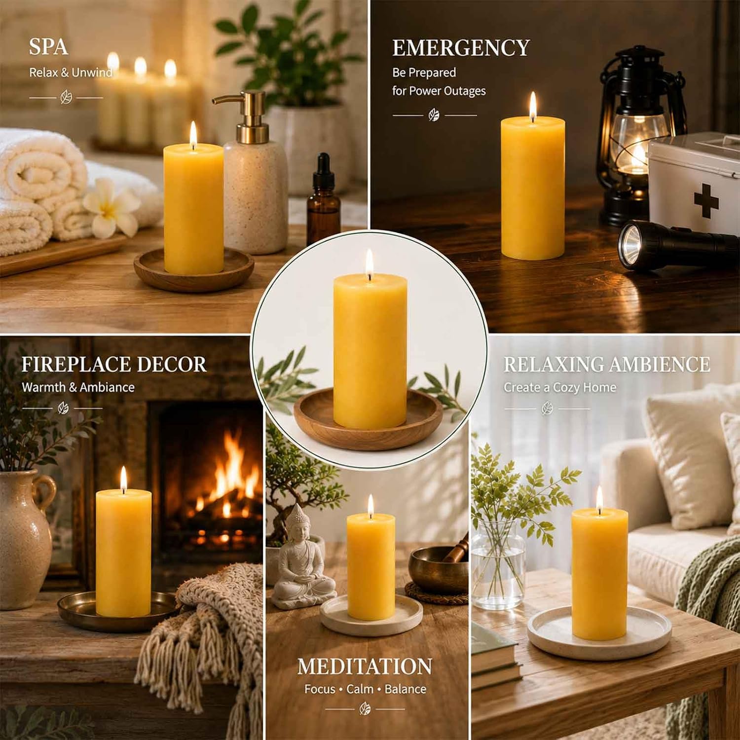 Unscented Beeswax Pillar Candles, 2x4 Inch, 6 Pack - Image 9