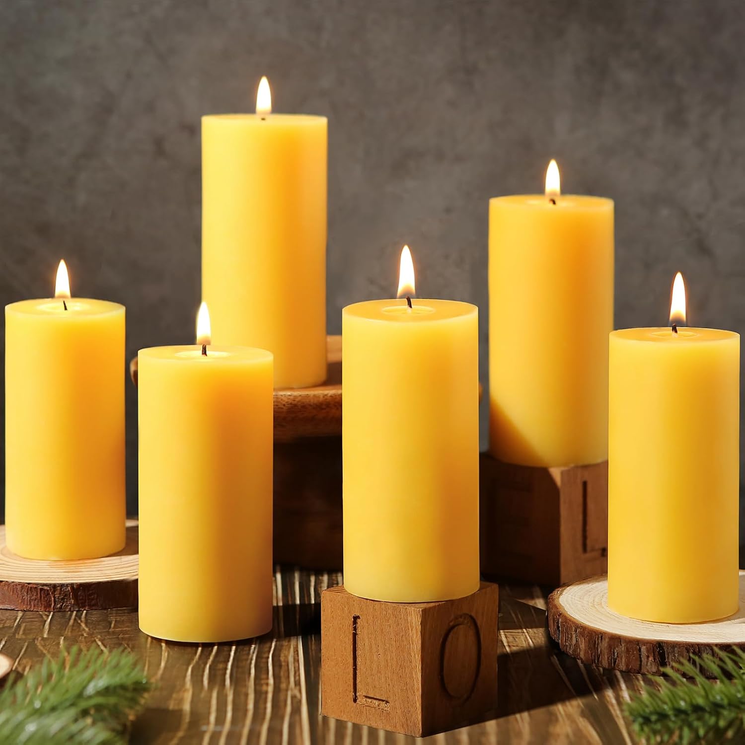 Unscented Beeswax Pillar Candles, 2x4 Inch, 6 Pack