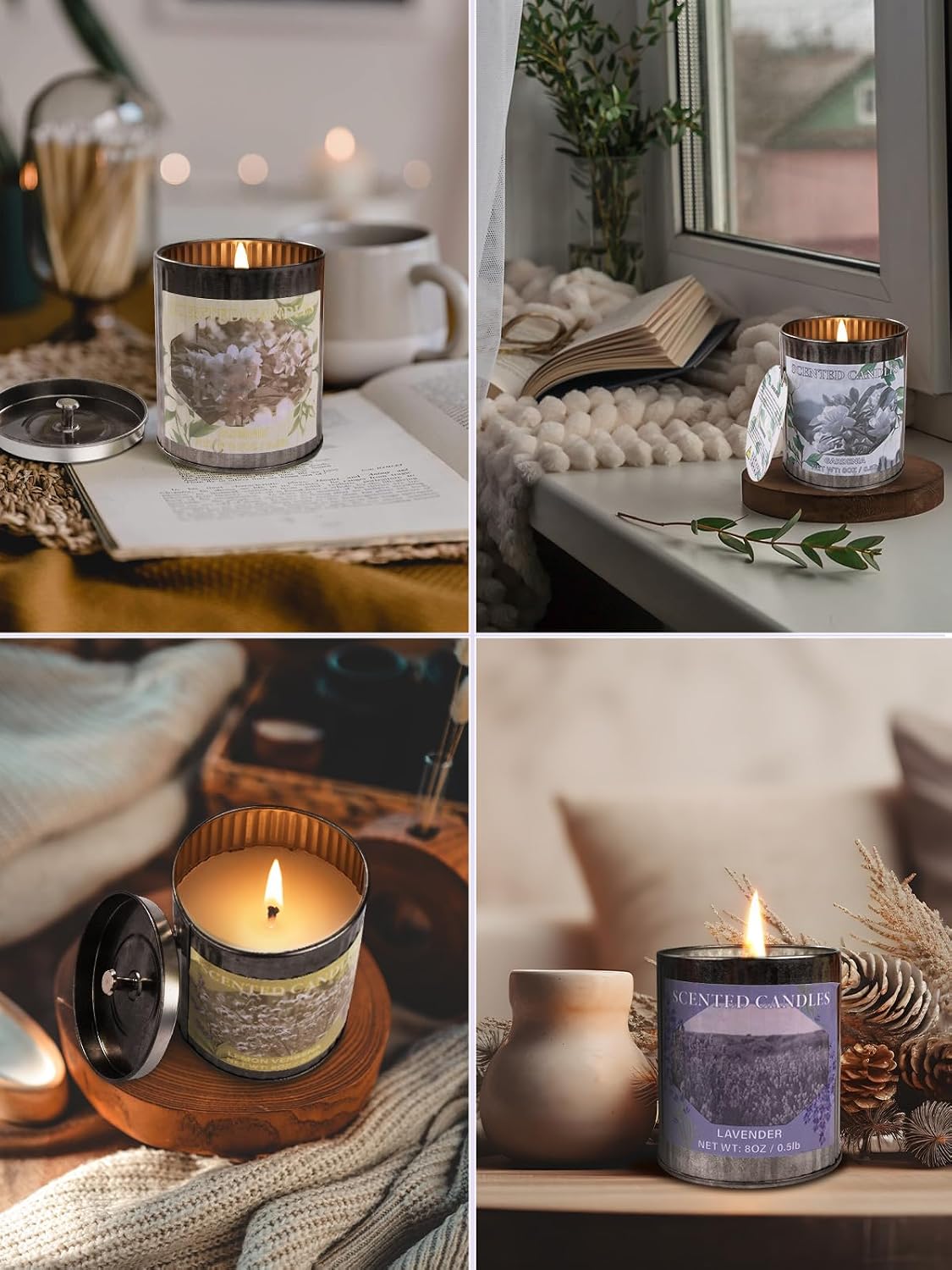 Scented Candle Set, Four Tin Jar Candles, Soy Wax Blend - Image 7