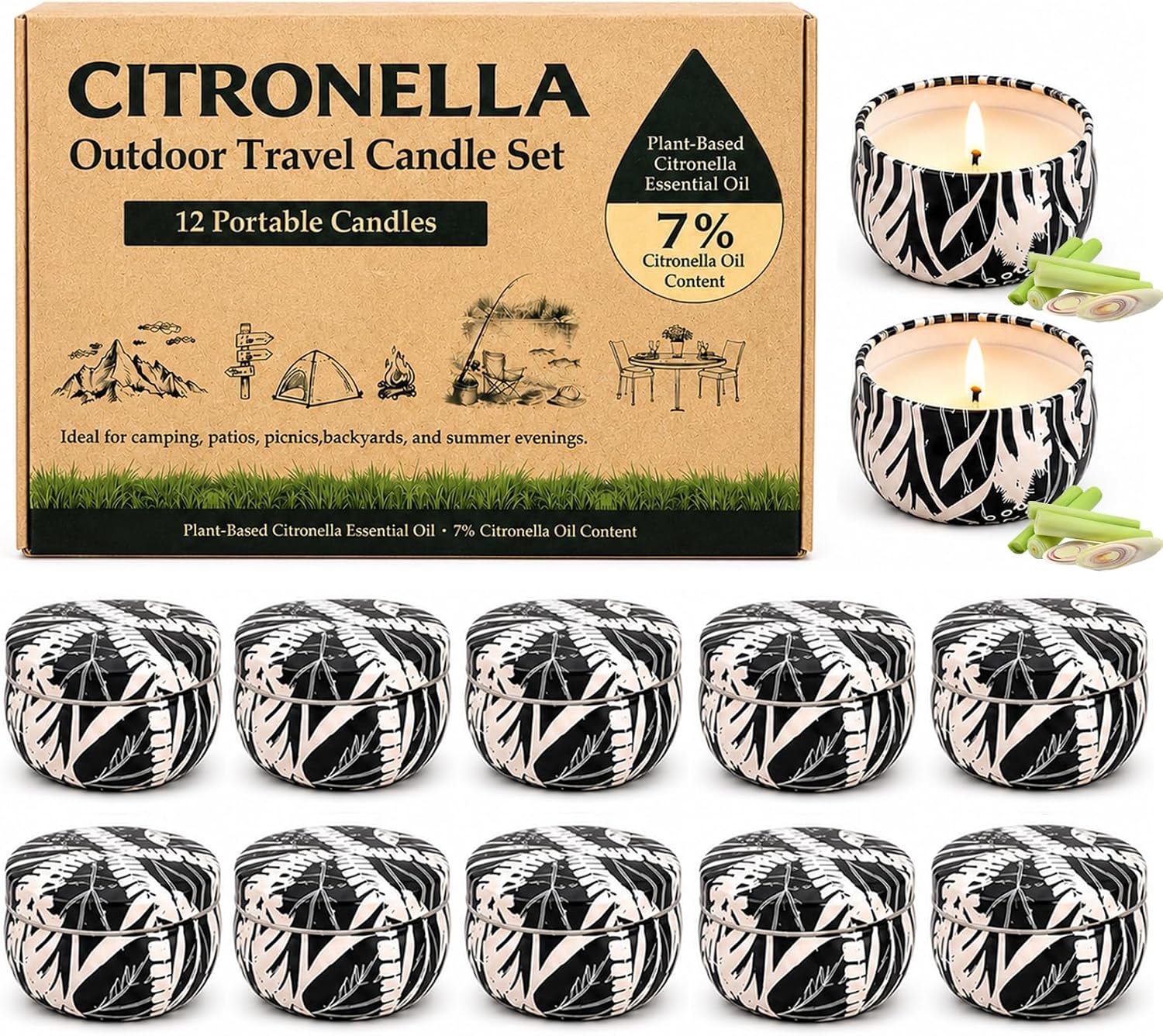 12 Scented Candles in Decorative Tins, Soy Wax Gift Set - Image 14