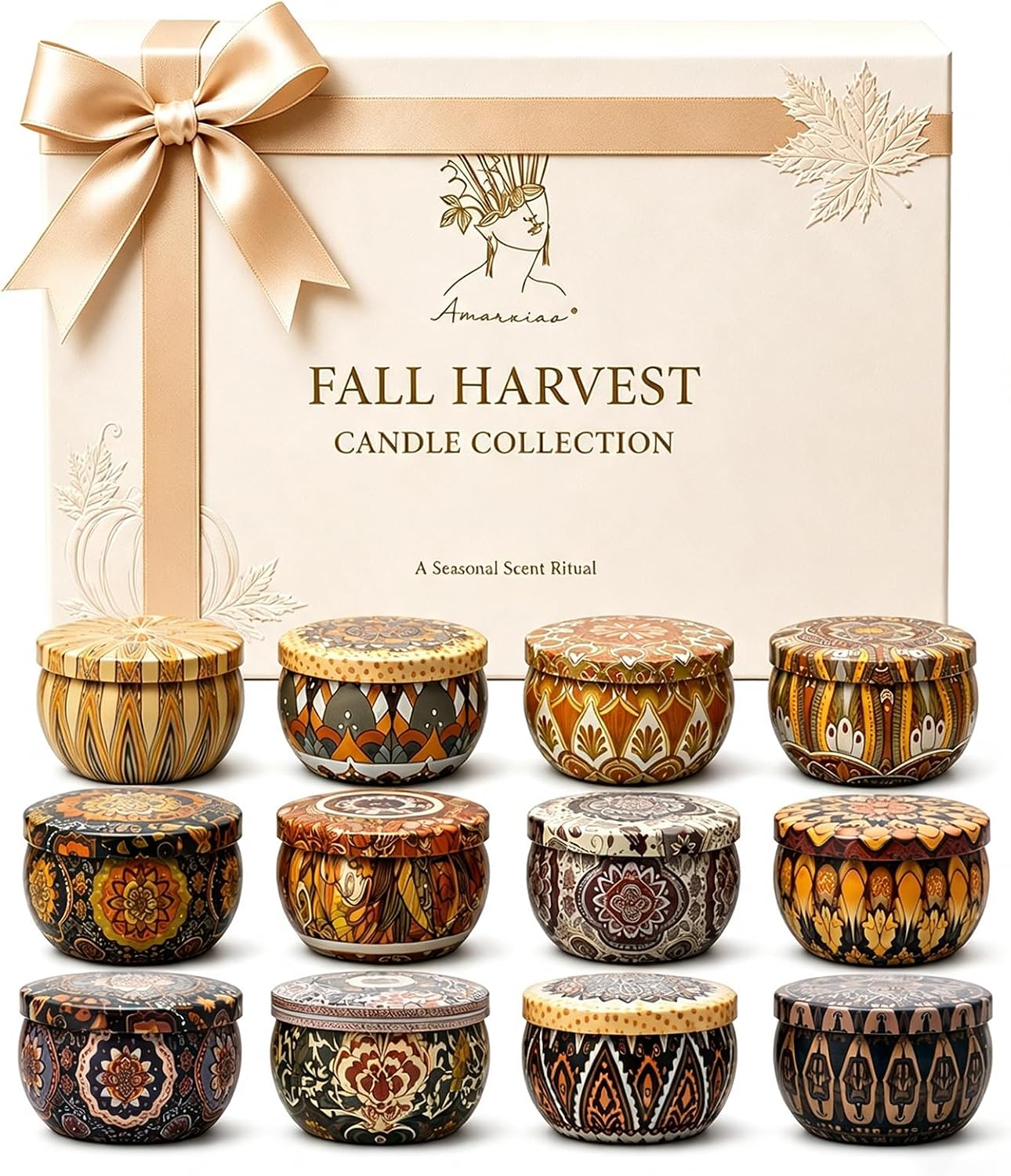 12 Scented Candles in Decorative Tins, Soy Wax Gift Set - Image 10