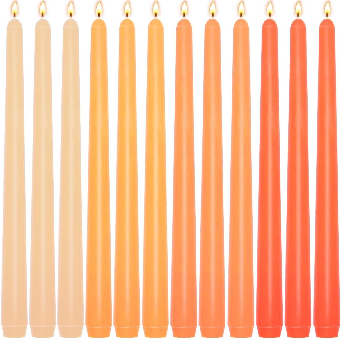 12 Unscented Taper Candles, Earth Tone Gradient, 10 Inch - Image 16