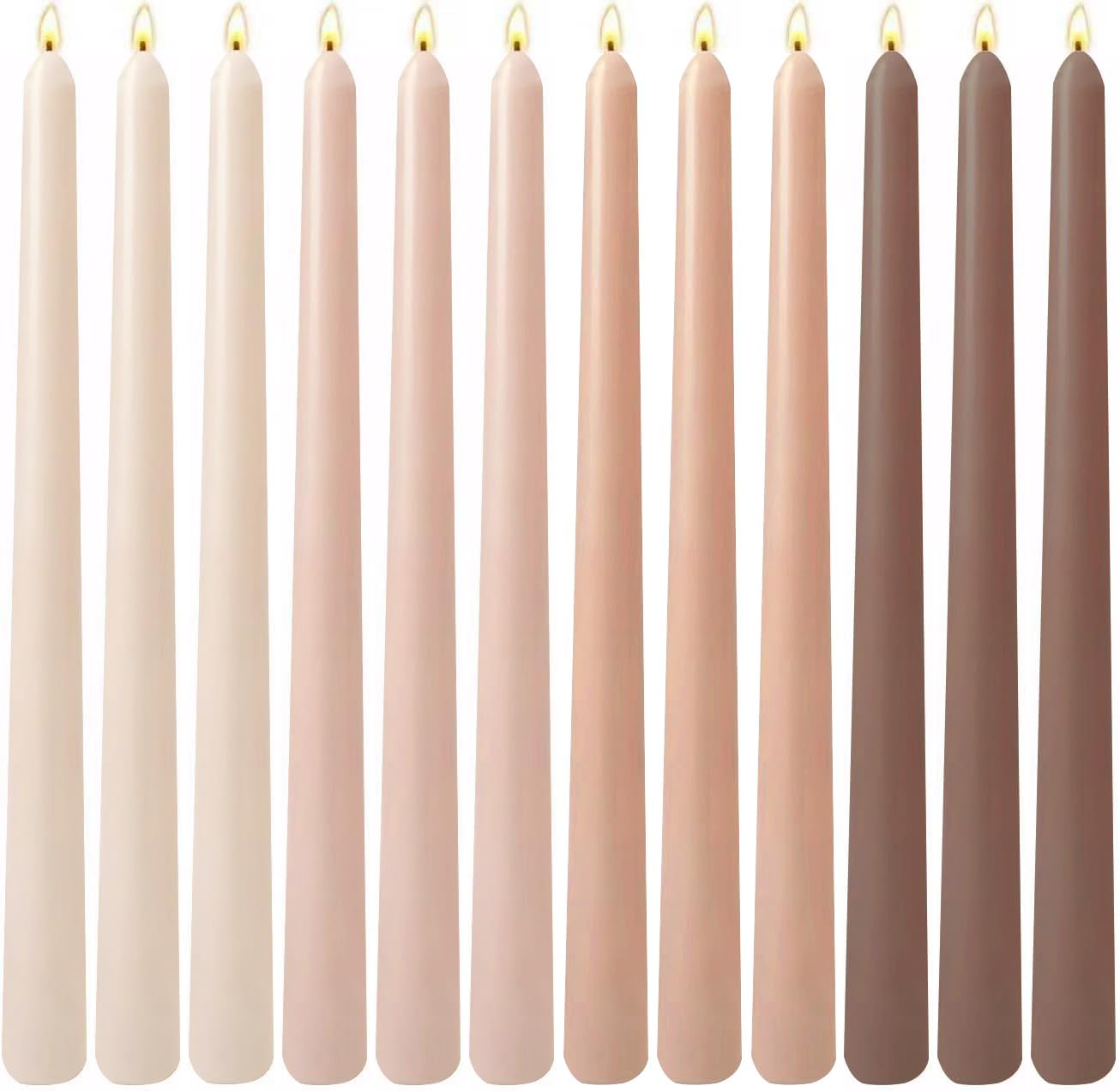 12 Unscented Taper Candles, Earth Tone Gradient, 10 Inch - Image 13