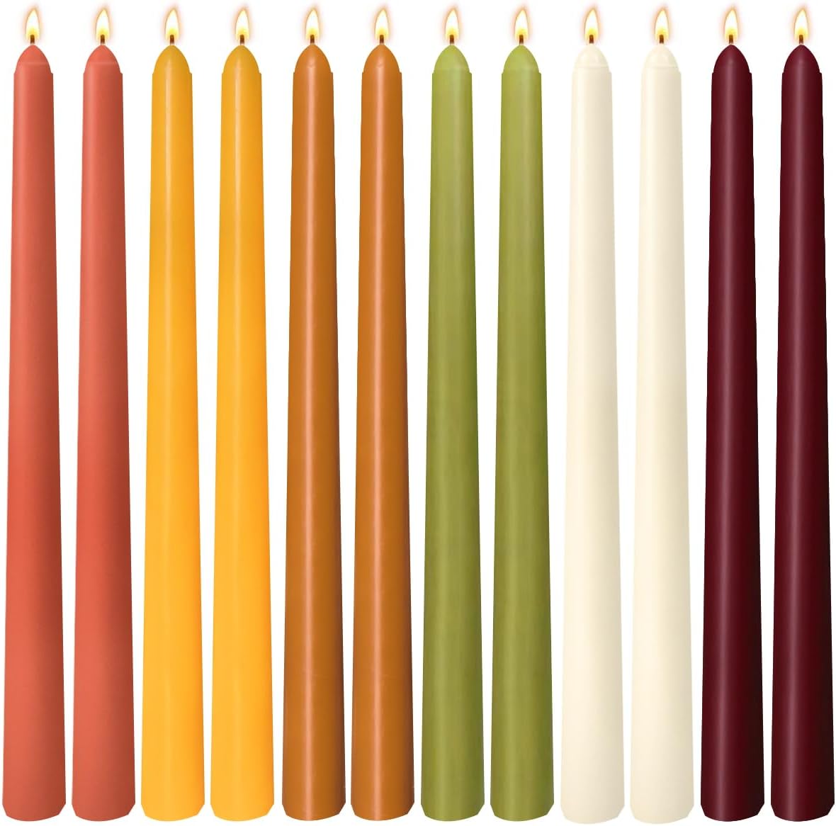 12 Unscented Taper Candles, Earth Tone Gradient, 10 Inch - Image 10
