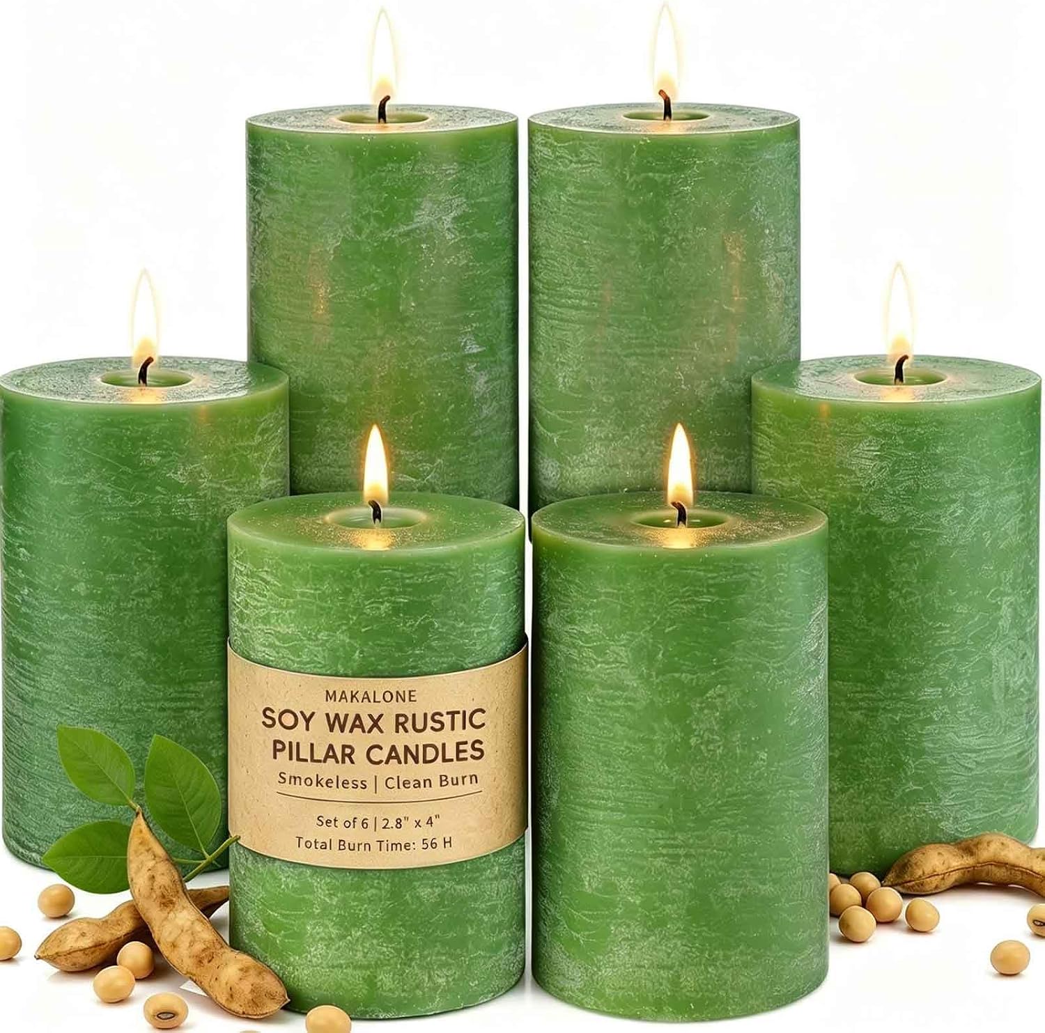 Unscented Soy Wax Pillar Candles, Cream, 2.8x4 Inch, 6 Pack - Image 13