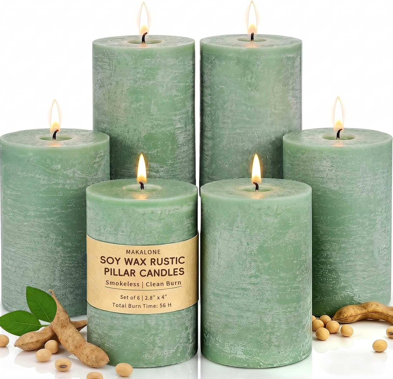 Unscented Soy Wax Pillar Candles, Cream, 2.8x4 Inch, 6 Pack - Image 12
