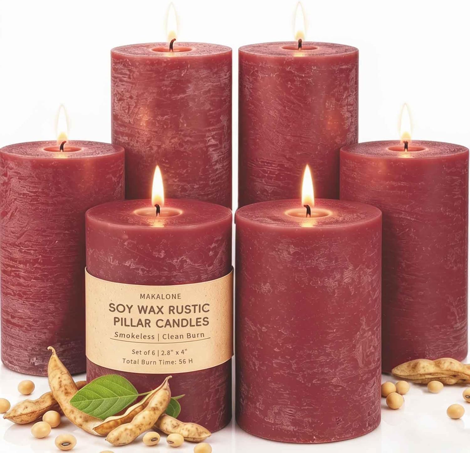 Unscented Soy Wax Pillar Candles, Cream, 2.8x4 Inch, 6 Pack - Image 11