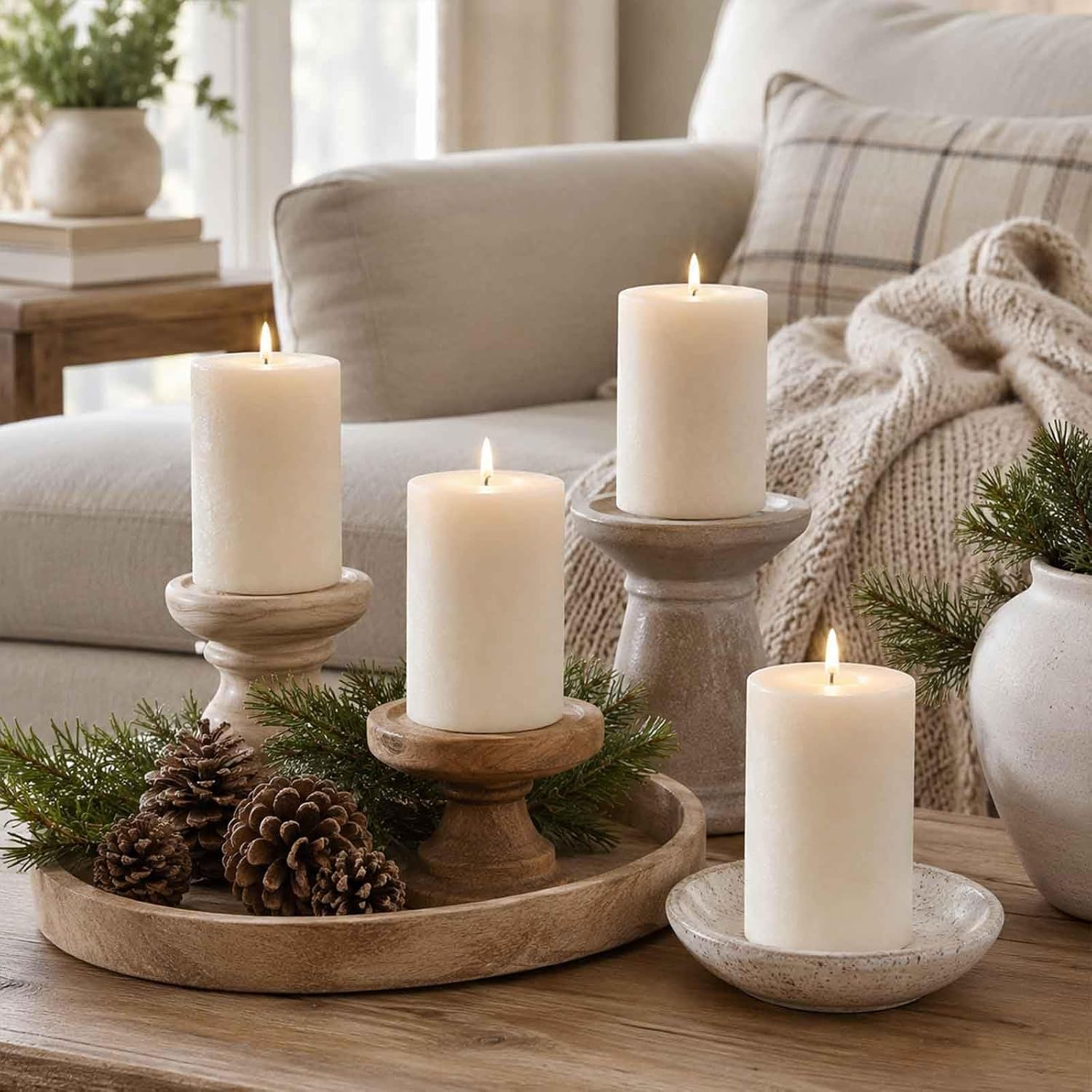 Unscented Soy Wax Pillar Candles, Cream, 2.8x4 Inch, 6 Pack - Image 7