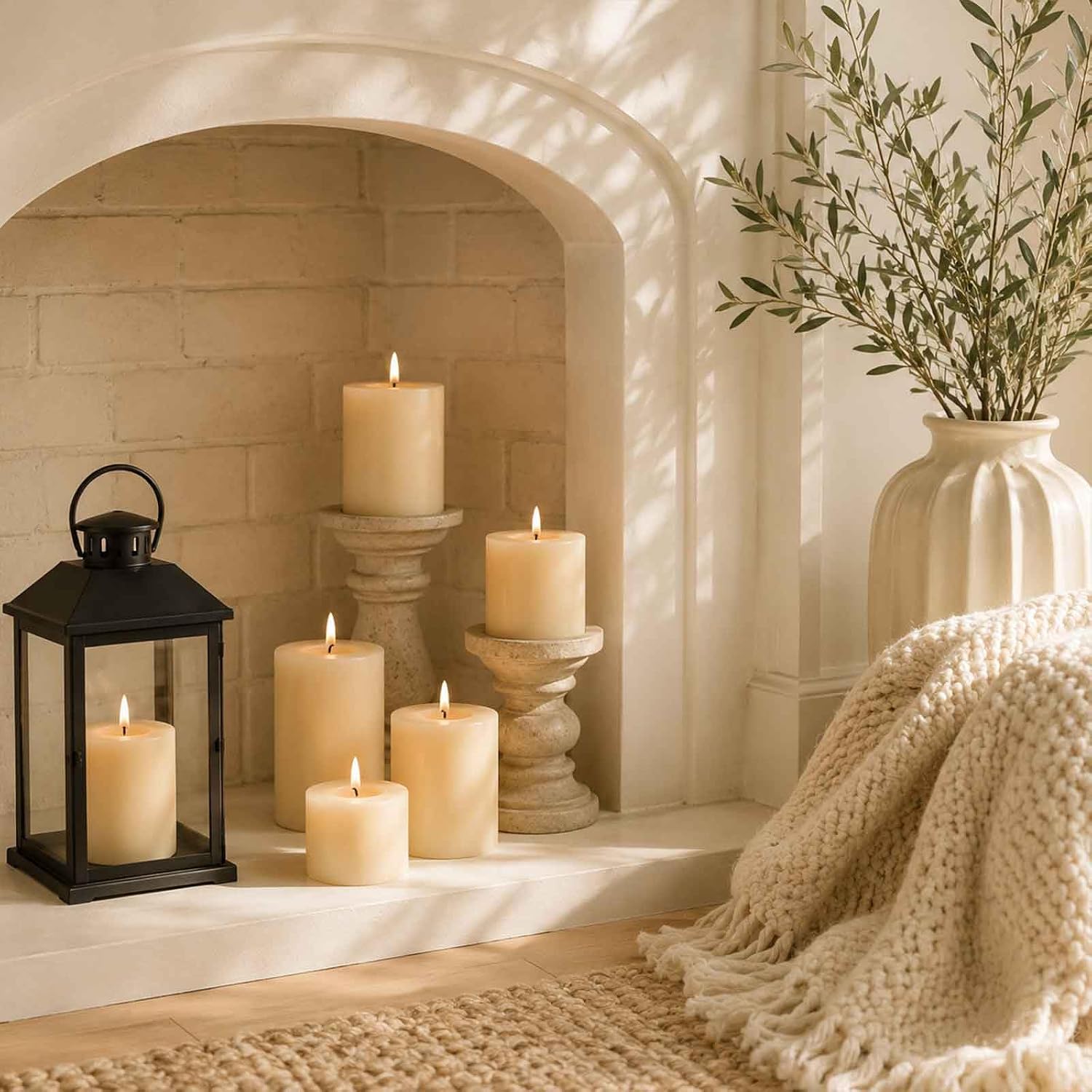 Unscented Soy Wax Pillar Candles, Cream, 2.8x4 Inch, 6 Pack - Image 9