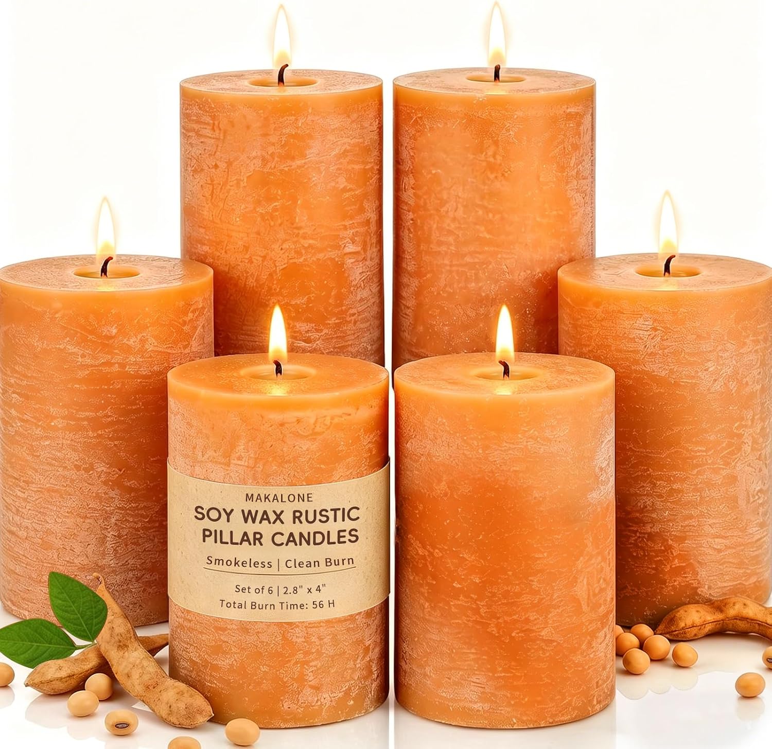 Unscented Soy Wax Pillar Candles, Cream, 2.8x4 Inch, 6 Pack - Image 14