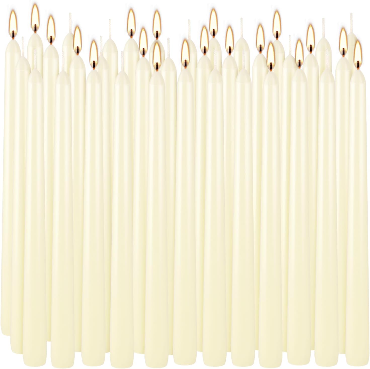 36 Pack Ivory Unscented Taper Candles, Smokeless, 10 Inch - Image 8