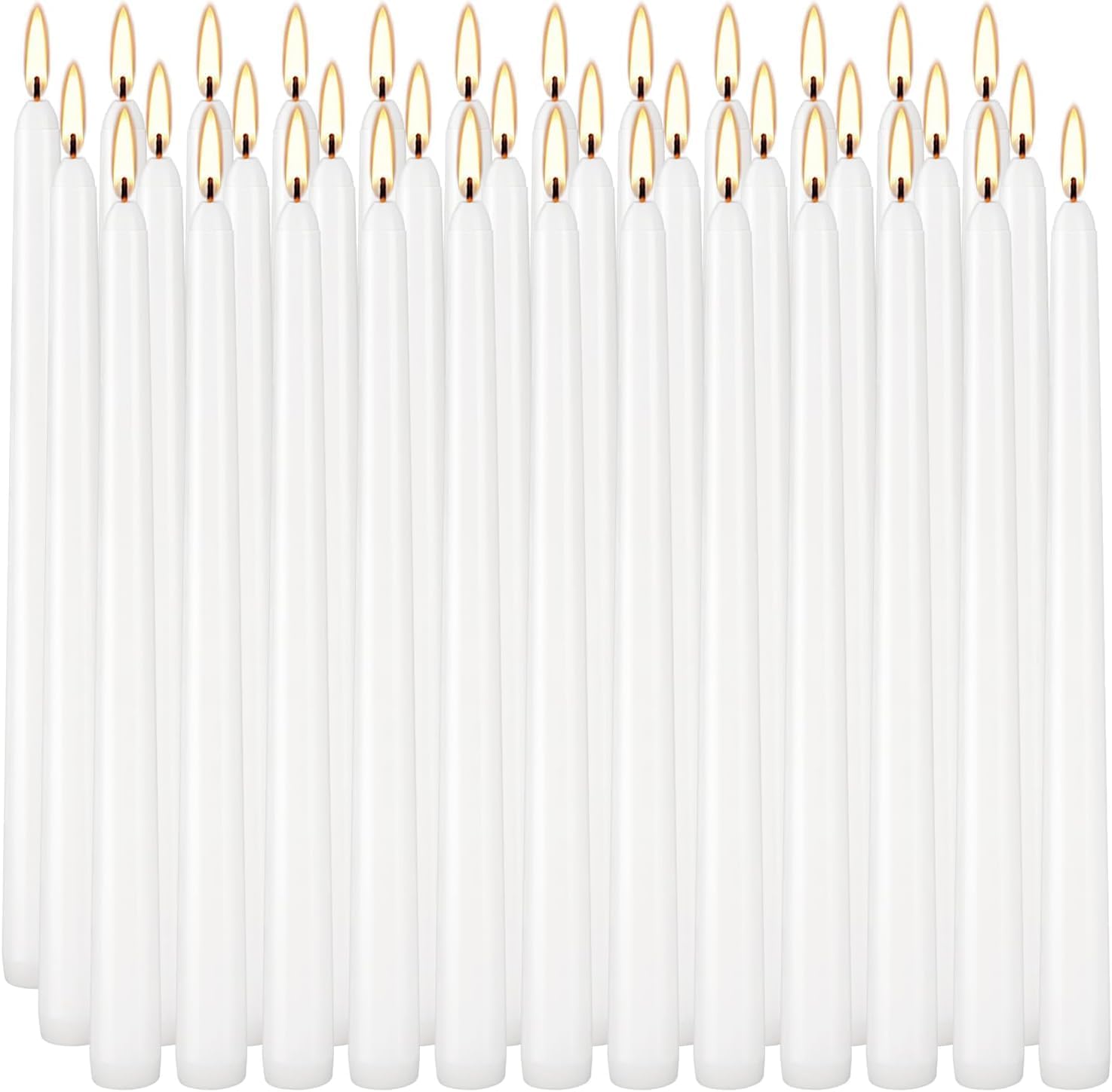 36 Pack Ivory Unscented Taper Candles, Smokeless, 10 Inch - Image 10